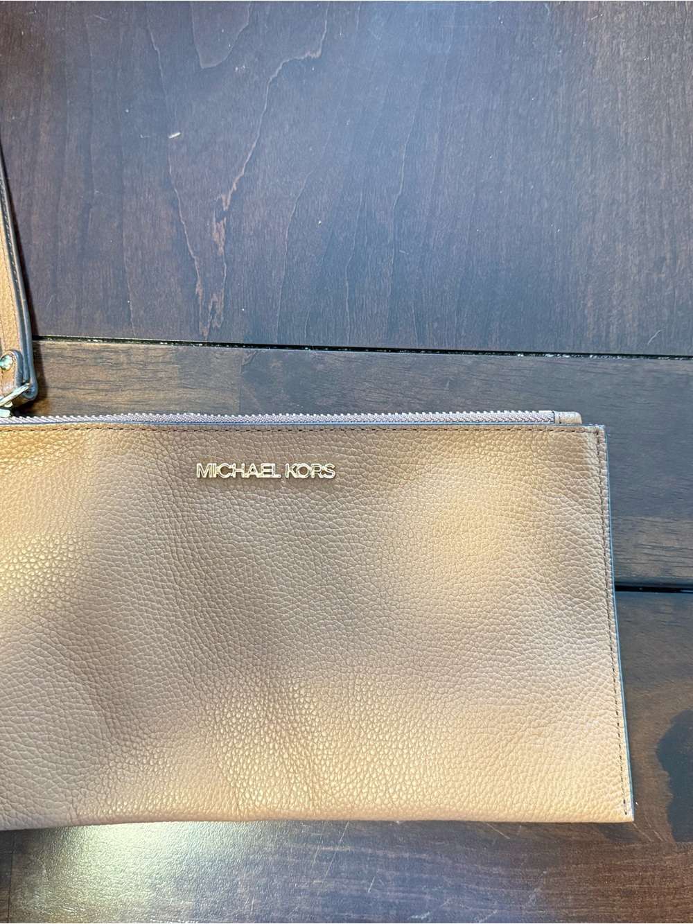 Michael Kors Metallic Gold Pebbled Leather Wristlet
